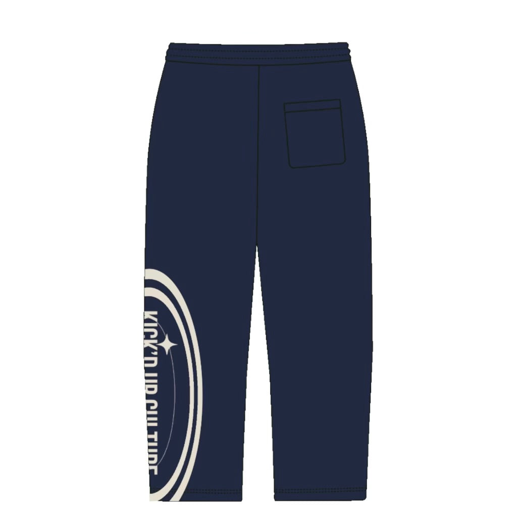 Chain Stitch Sweatpants - Navy Blue