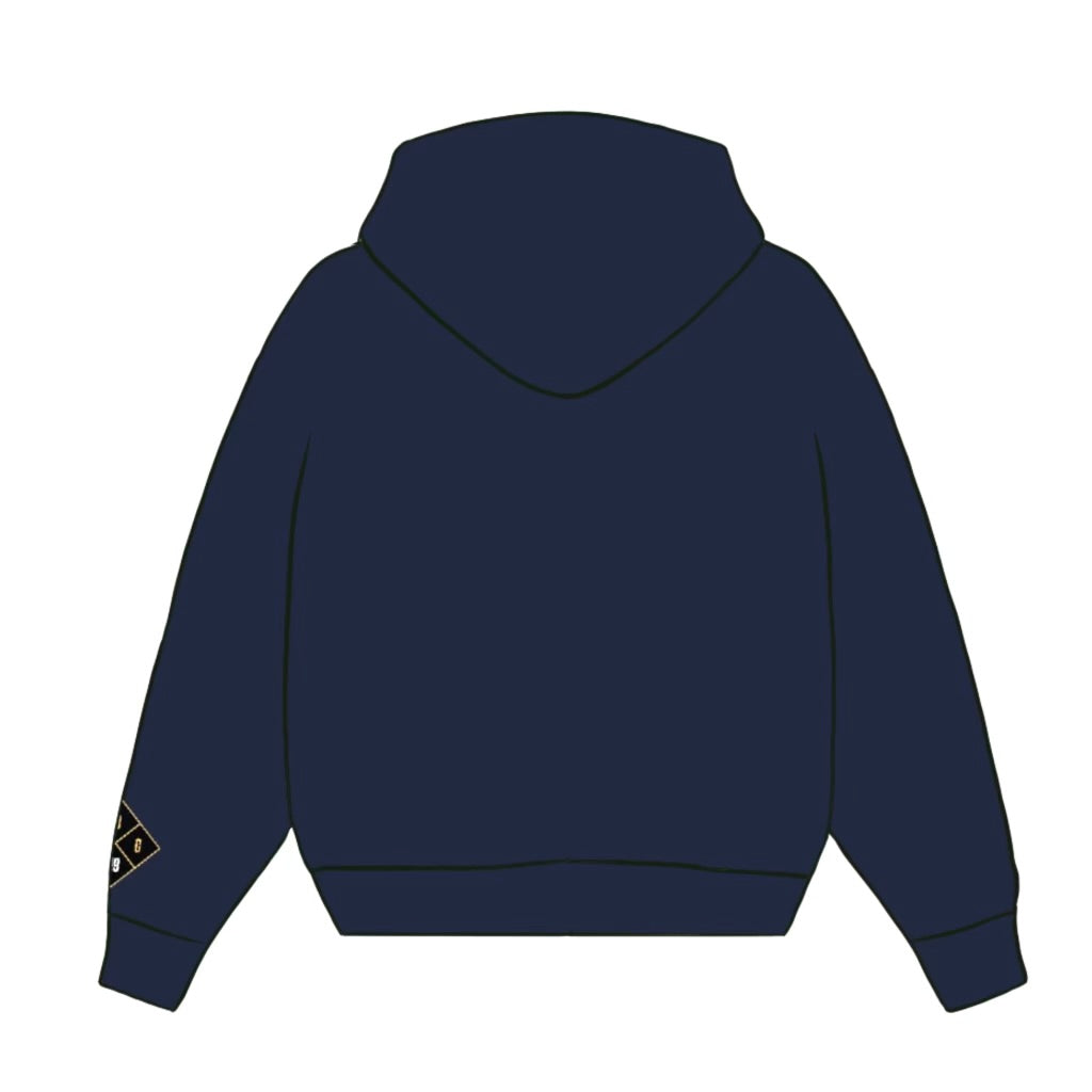 Chain Stitch Hoodie - Navy Blue