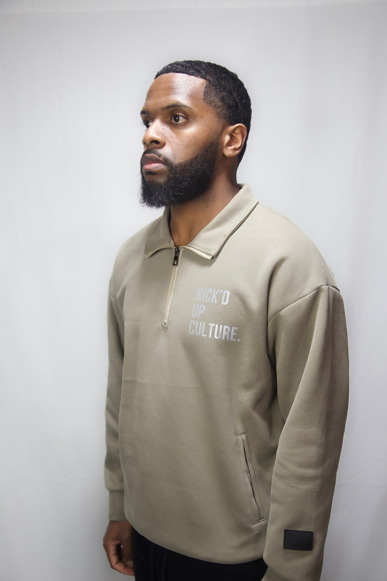 Reflective Quarter Zip - Stone