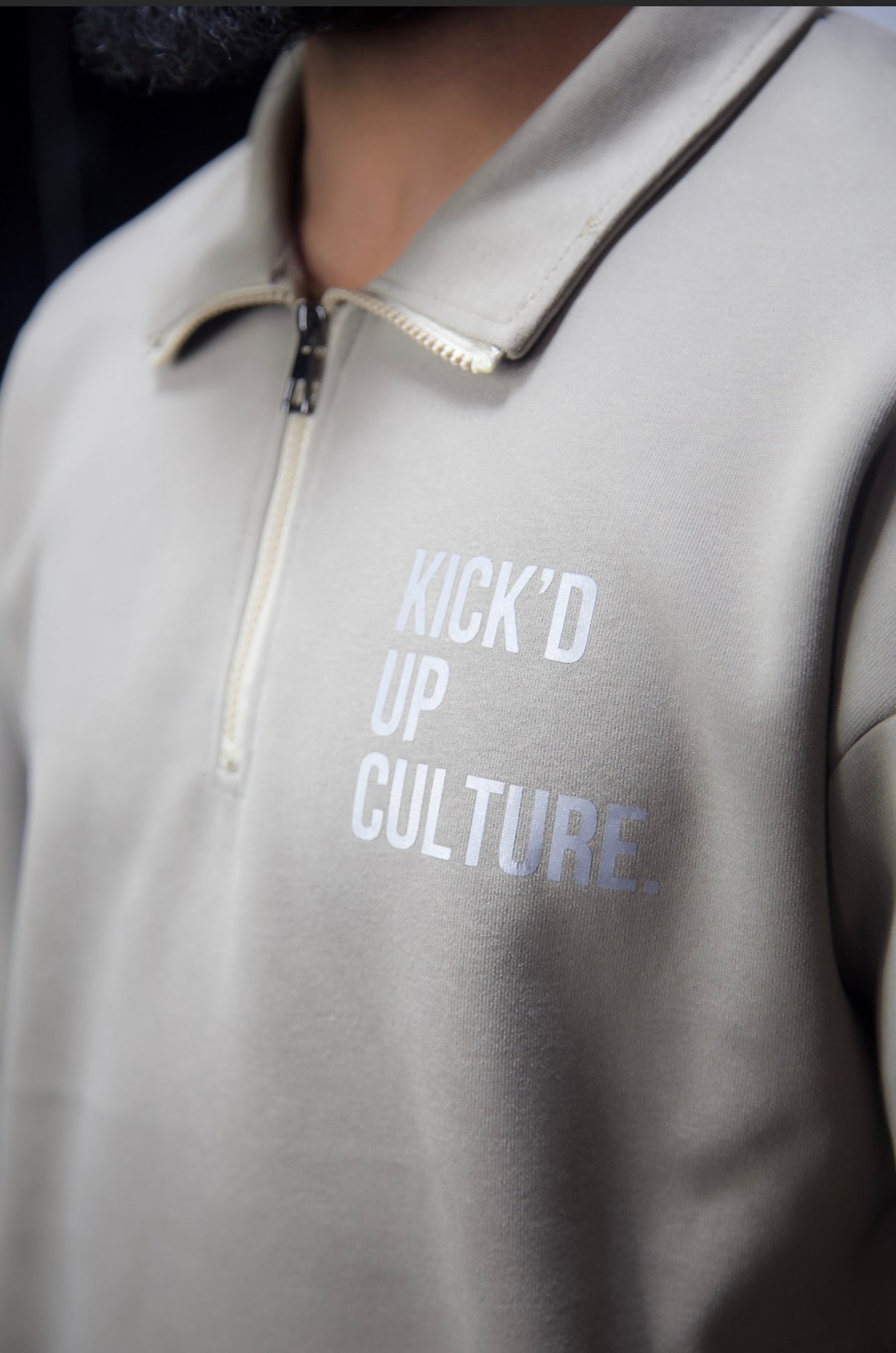 Reflective Quarter Zip - Stone